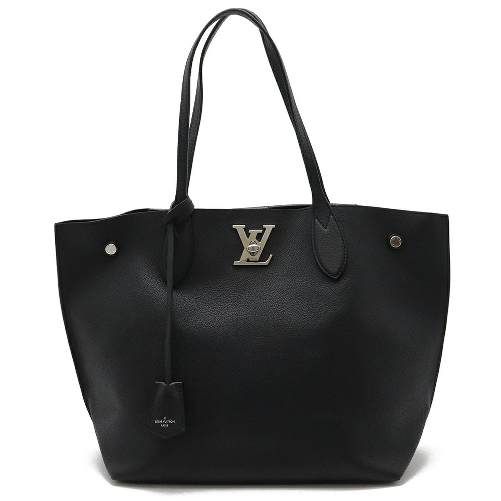LOUIS VUITTON Lockme Go Tote Bag Shoulder Twist Lock Leather Noir Black